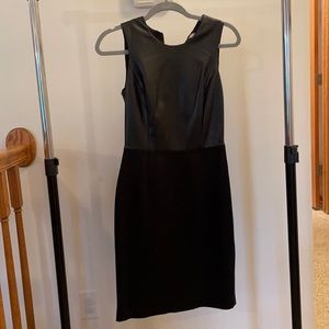 Black Banana Republic Sheath Dress- leather bodice